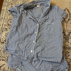 J. Crew Blue and White Striped Sleep Shirt